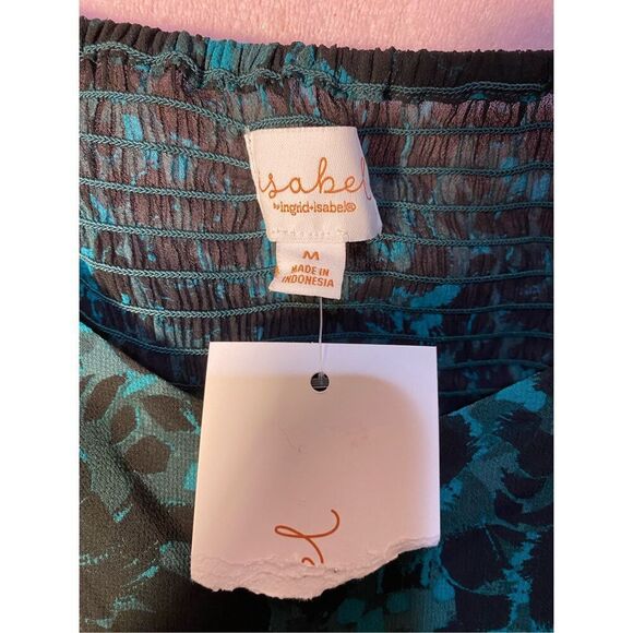 NWT Isabel Maternity Green &  Black Floral Chiffon Blouse Size Medium - Picture 6 of 7